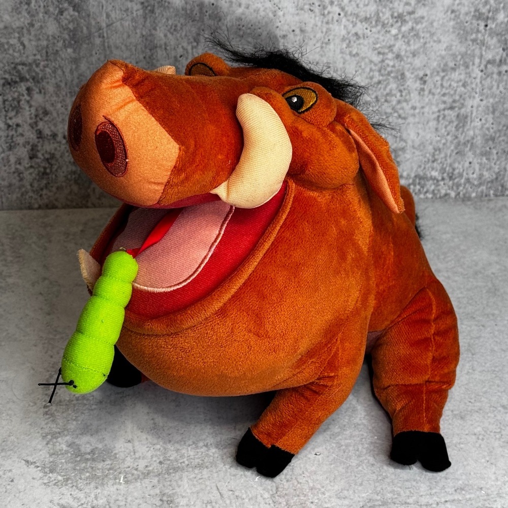 Disney Lion King Pumbaa Plush Toy Just Play Talking Warthog Green Grub 10 Inch - Picture 1 of 12